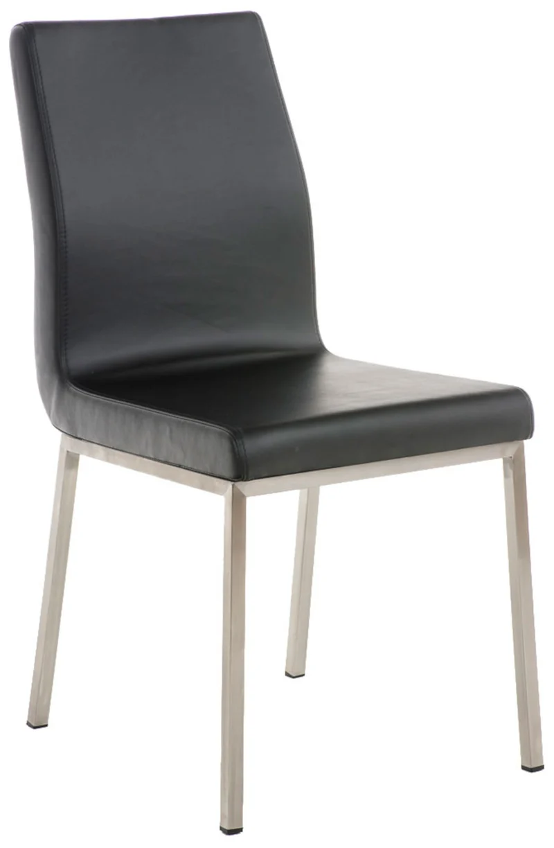 Lot de 2 chaises de salle à manger style épuré en PVC noir et acier inoxydable 10_0007403