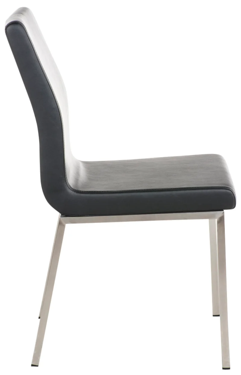 Lot de 2 chaises de salle à manger style épuré en PVC noir et acier inoxydable 10_0007403