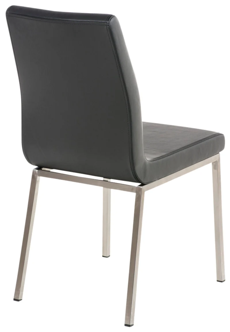 Lot de 2 chaises de salle à manger style épuré en PVC noir et acier inoxydable 10_0007403