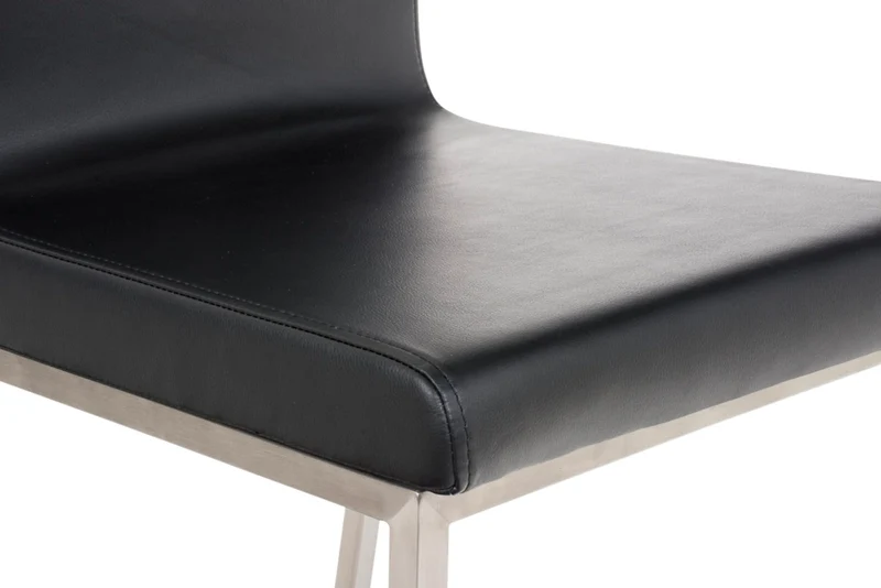 Lot de 2 chaises de salle à manger style épuré en PVC noir et acier inoxydable 10_0007403