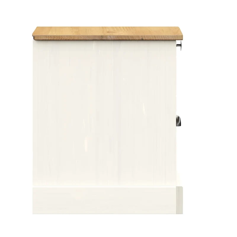 Table de chevet avec tiroirs 42 x 35 x 42 cm bois de pin blanc et métal DEC034721