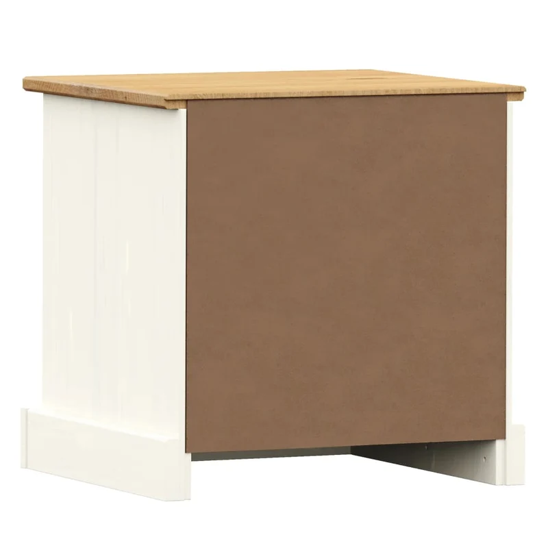 Table de chevet avec tiroirs 42 x 35 x 42 cm bois de pin blanc et métal DEC034721
