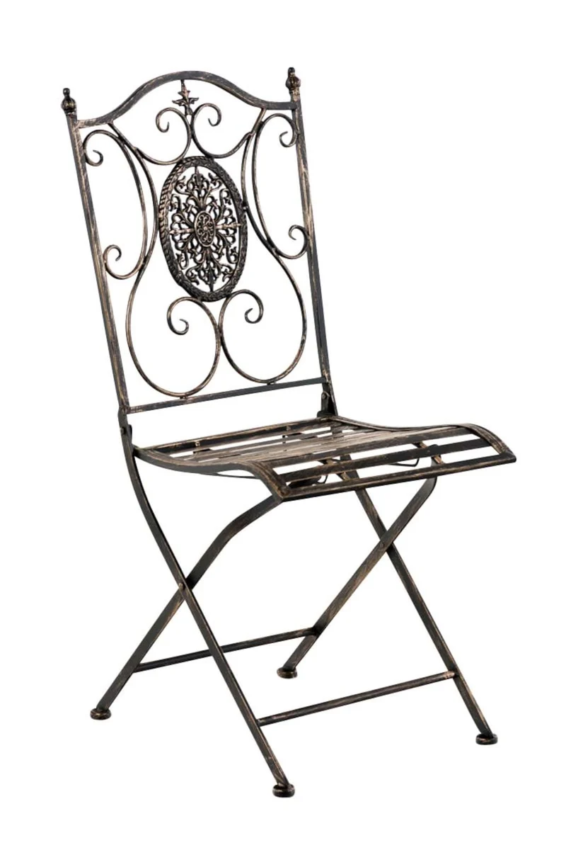 Lot de 2 chaises de jardin balcon terrasse design rustique pliable en métal bronze 10_0002877