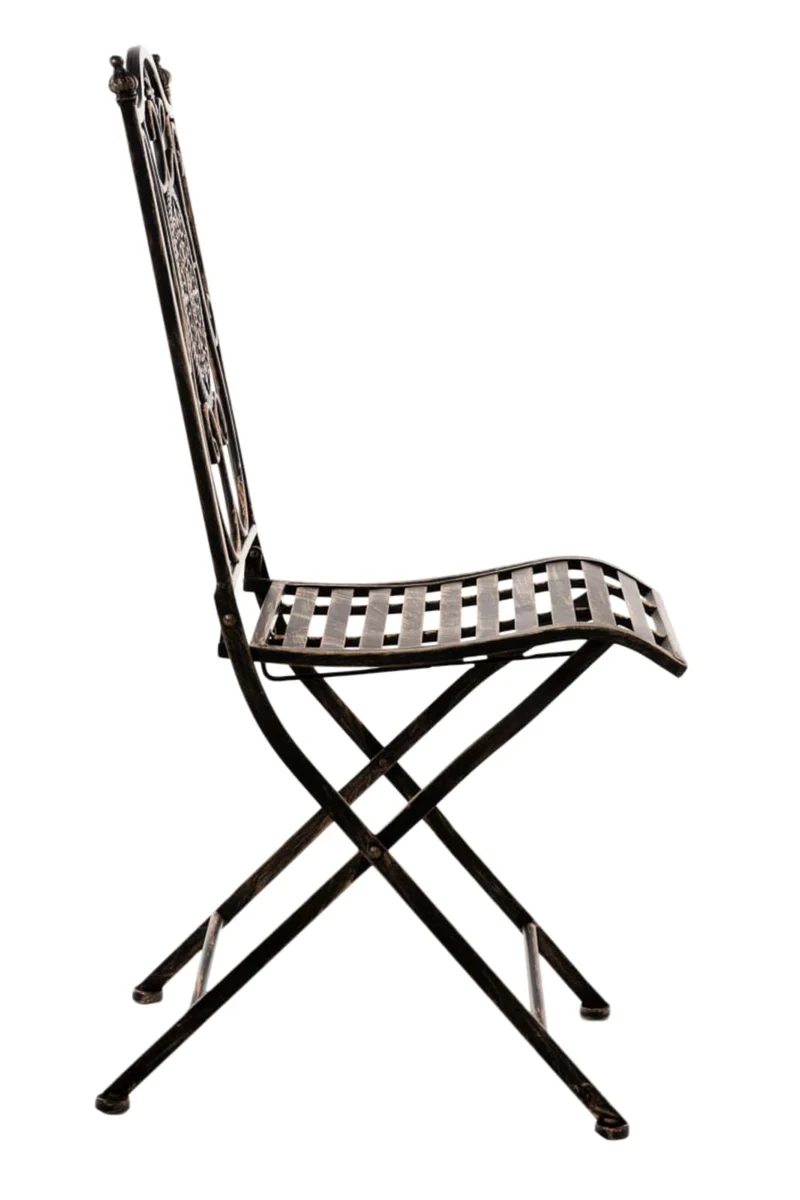 Lot de 2 chaises de jardin balcon terrasse design rustique pliable en métal bronze 10_0002877
