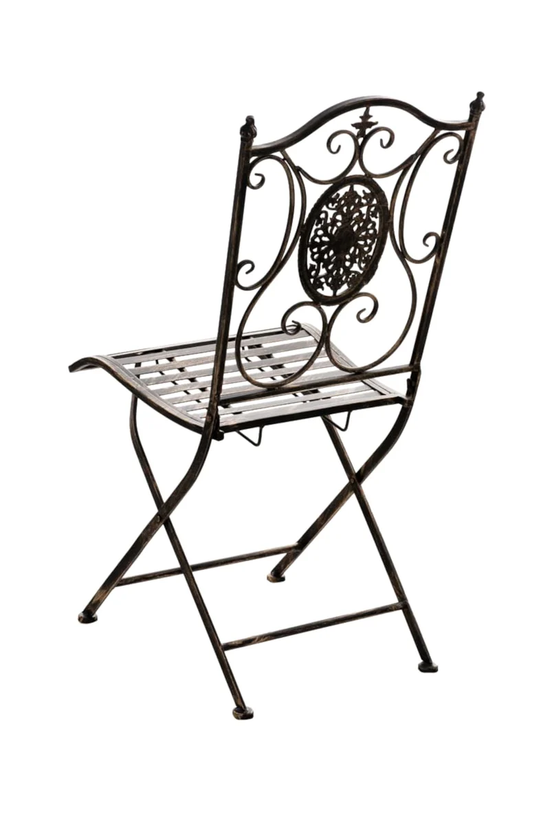 Lot de 2 chaises de jardin balcon terrasse design rustique pliable en métal bronze 10_0002877
