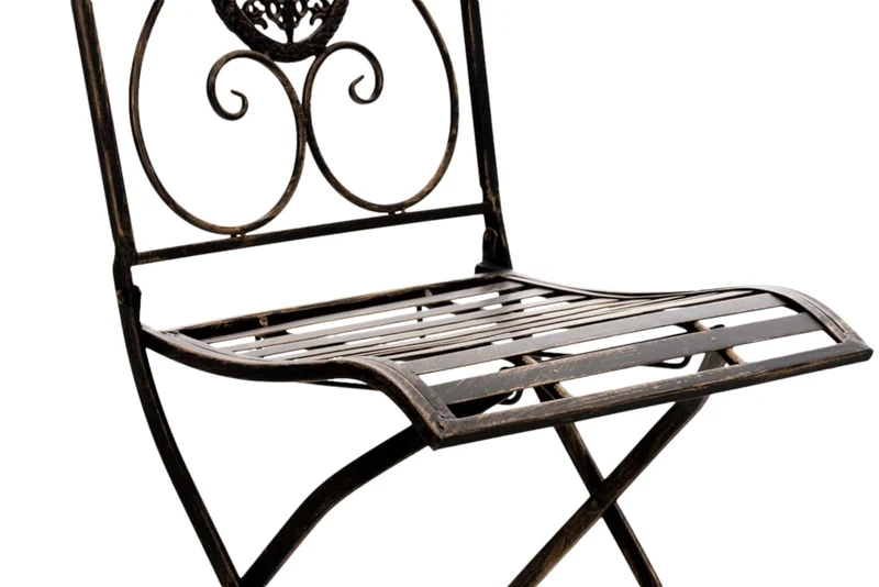 Lot de 2 chaises de jardin balcon terrasse design rustique pliable en métal bronze 10_0002877