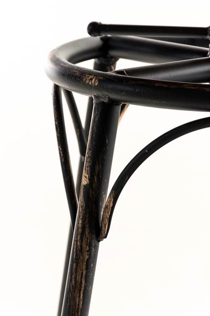 Tabouret de bar x1 style industriel contemporain hauteur réglable en métal bronze et assise en bois clair 10_0004539