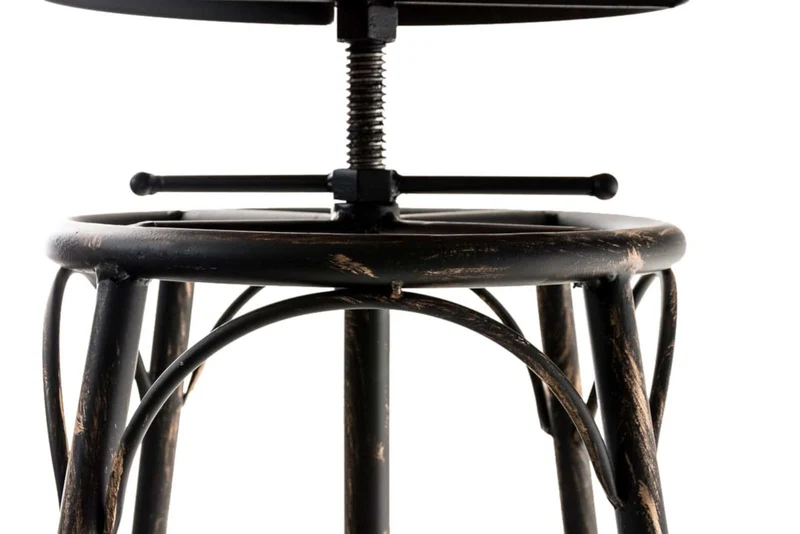 Lot de 2 tabourets de bar style industriel contemporain hauteur réglable en métal bronze et assise en bois clair 10_0004018