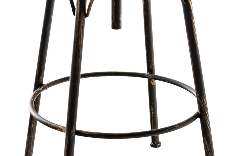 Lot de 2 tabourets de bar style industriel contemporain hauteur réglable en métal bronze et assise en bois clair 10_0004018