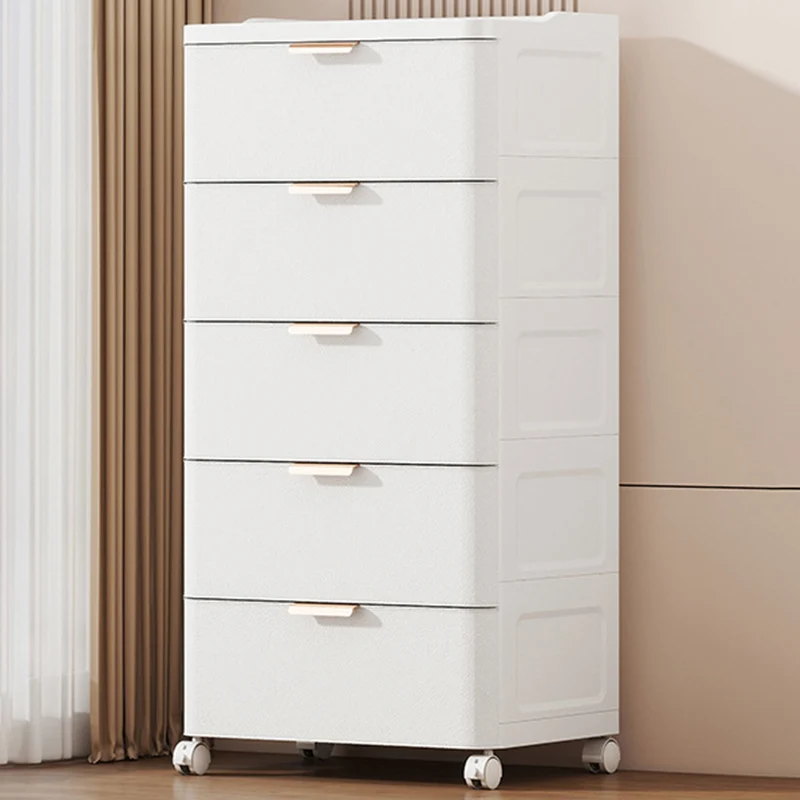 Modern Minimalist PP Rectangular Movable Storage Cabinet 5-Drawer For Living Room