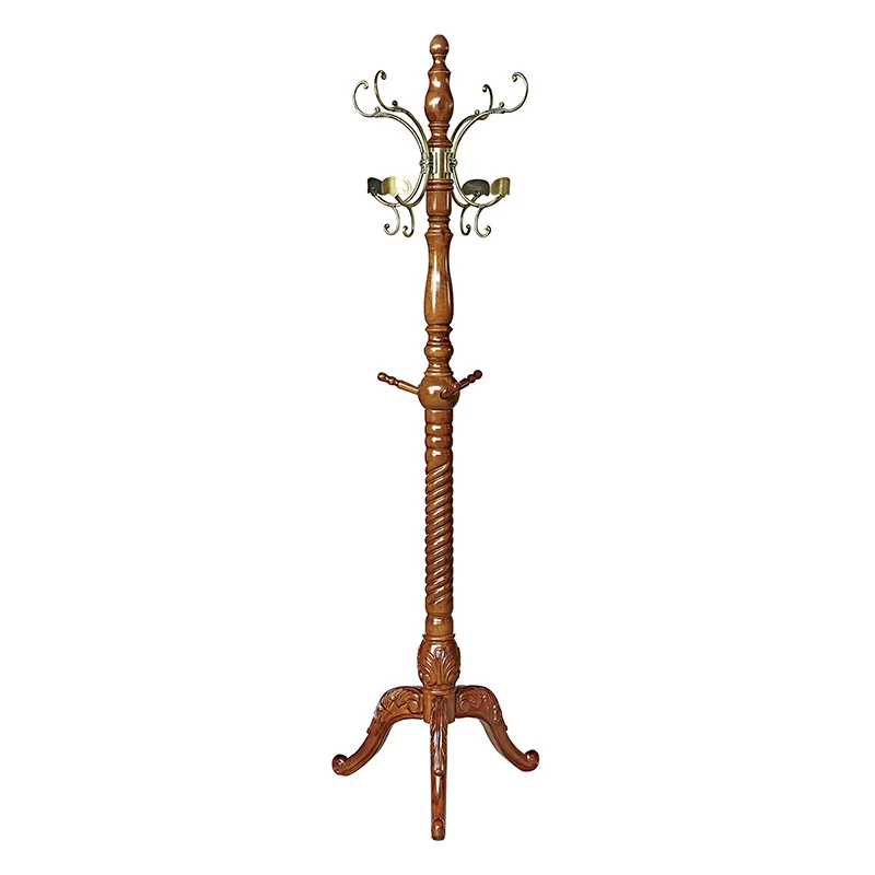 Traditional Vintage Eucalyptus Wood Rubberwood Freestanding Coat Rack - Carved Branch Hall Tree For Entryway & Bedroom