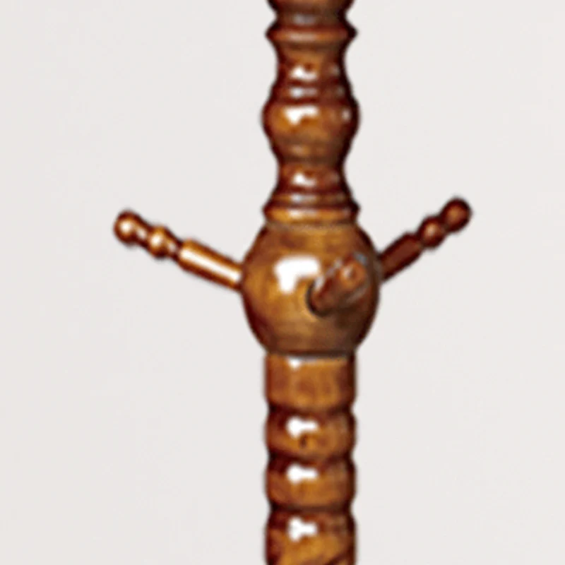 Traditional Vintage Carved Wood Dark Amber Freestanding Coat Rack - Eucalyptus Wood Rubberwood Hall Tree For Entryway & Bedroom