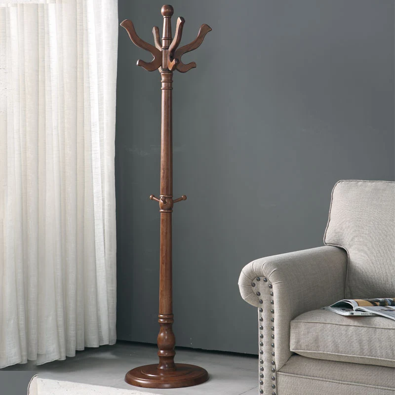 Traditional Vintage Carved Freestanding Coat Rack With Curved Hooks - Birch Wood MDF Hall Tree For Entryway & Bedroom