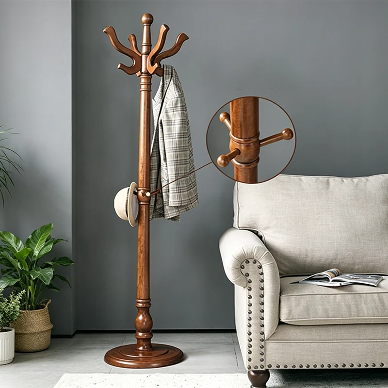 Traditional Vintage Carved Freestanding Coat Rack With Curved Hooks - Birch Wood MDF Hall Tree For Entryway & Bedroom
