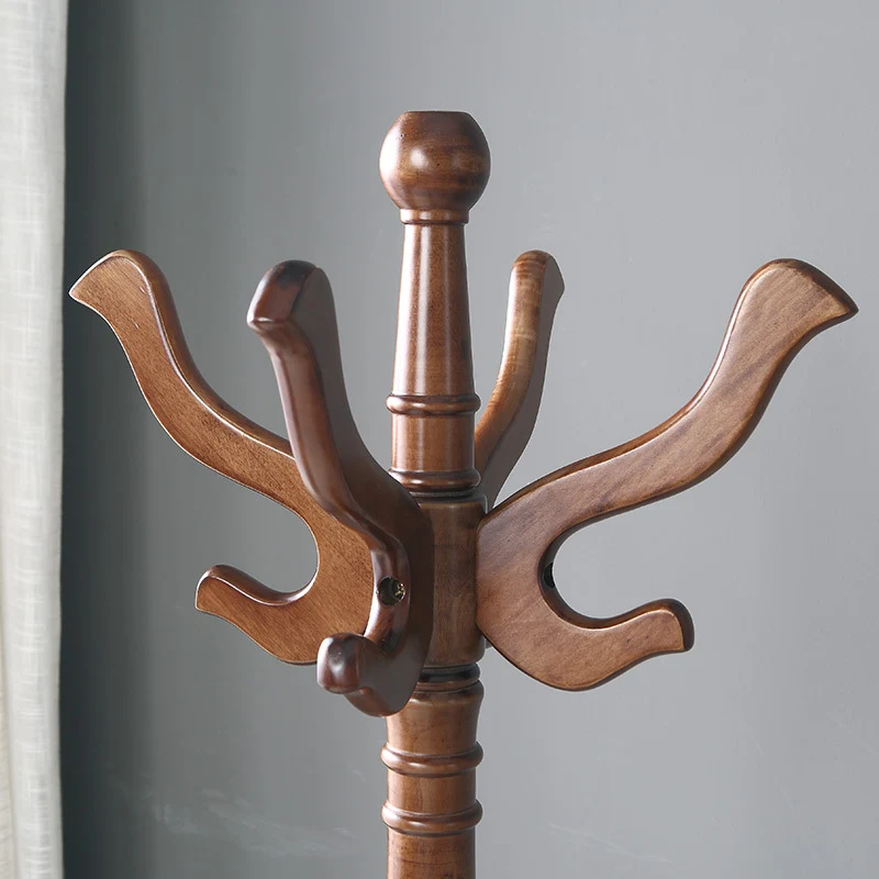 Traditional Vintage Carved Freestanding Coat Rack With Curved Hooks - Birch Wood MDF Hall Tree For Entryway & Bedroom