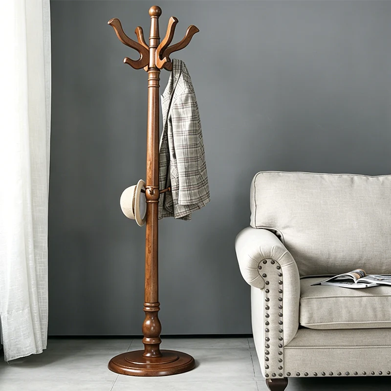 Traditional Vintage Carved Freestanding Coat Rack With Curved Hooks - Birch Wood MDF Hall Tree For Entryway & Bedroom