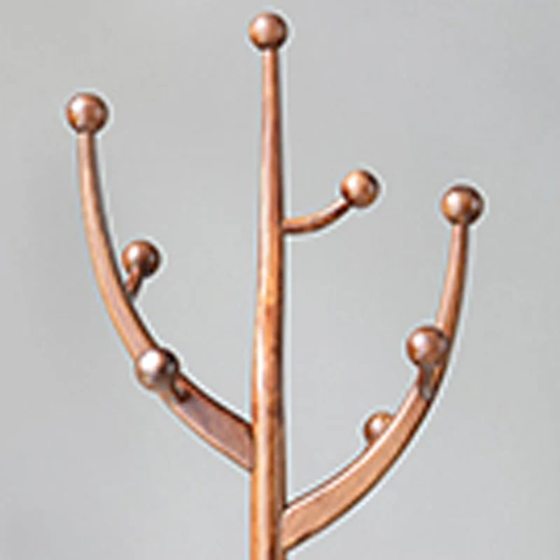 Traditional Vintage Rubberwood Eucalyptus Wood Hall Tree - Round Branch Hooks Freestanding Coat Rack For Entryway & Bedroom