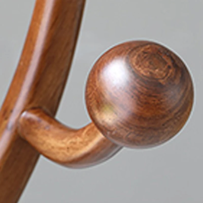 Traditional Vintage Rubberwood Eucalyptus Wood Hall Tree - Round Branch Hooks Freestanding Coat Rack For Entryway & Bedroom