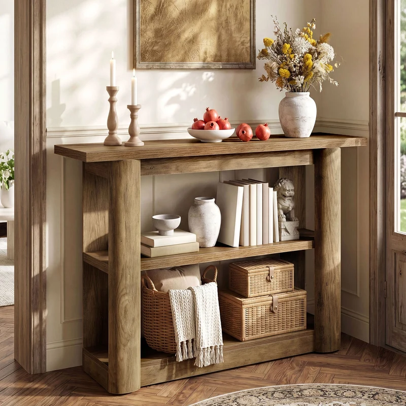 Tribesigns Console de 105 cm, Table d'entrée étroite avec 3 étagères et structure épaisse