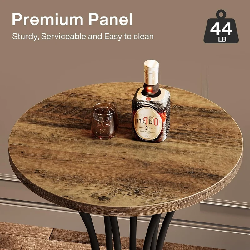 Tribesigns Table de bar ronde hauteur 95 cm avec base incurvée en métal, Support haut pour cocktails et petits espaces