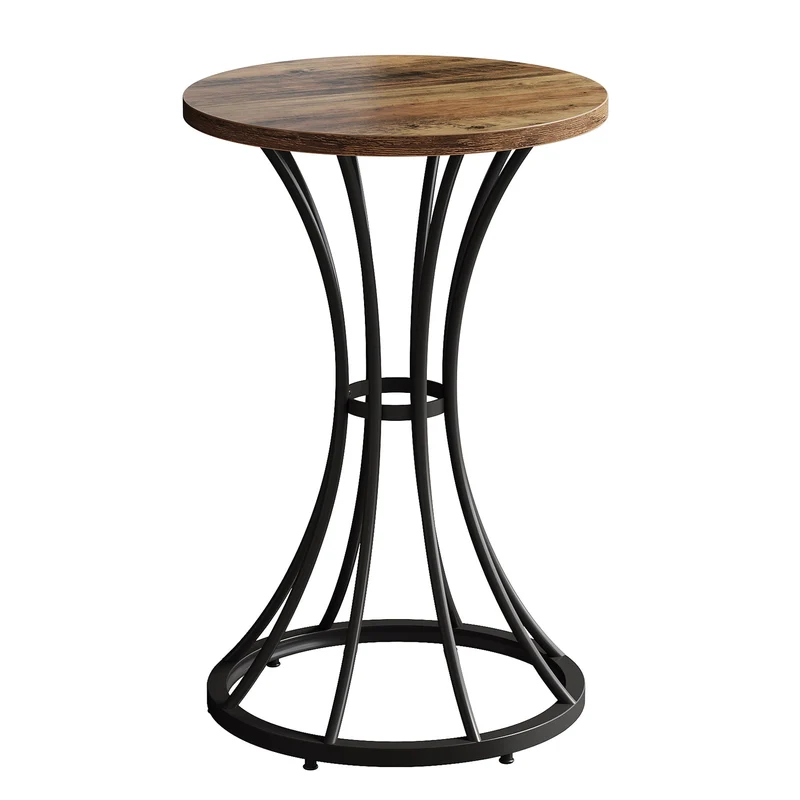 Tribesigns Table de bar ronde hauteur 95 cm avec base incurvée en métal, Support haut pour cocktails et petits espaces