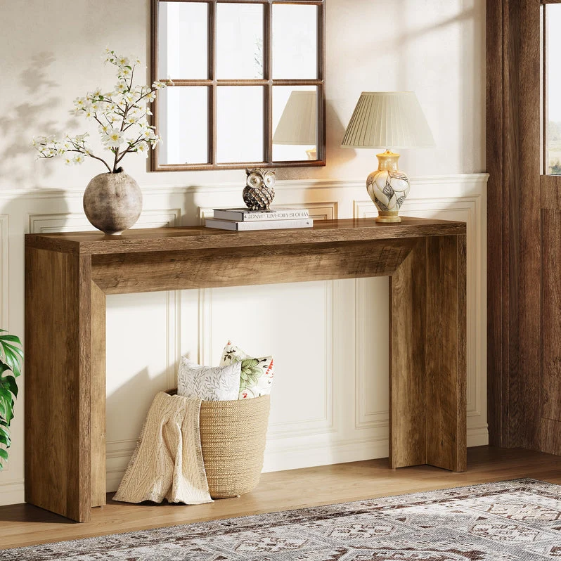 Table console rustique de 140 cm, Table de canapé de ferme Table d'entrée