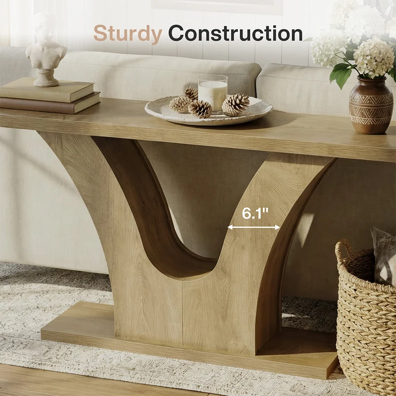 Tribesigns Console étroite de 160 cm avec piètement en V, Table de couloir moderne pour entrée et salon