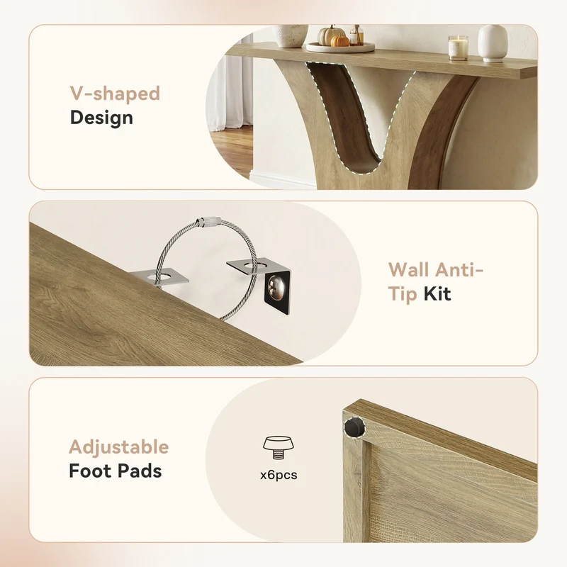 Tribesigns Console étroite de 160 cm avec piètement en V, Table de couloir moderne pour entrée et salon