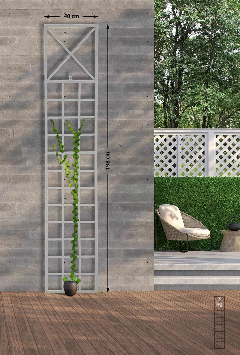 Set de 2 treillis décoration mural jardin roses plantes grimpantes métal blanc 10_0003851