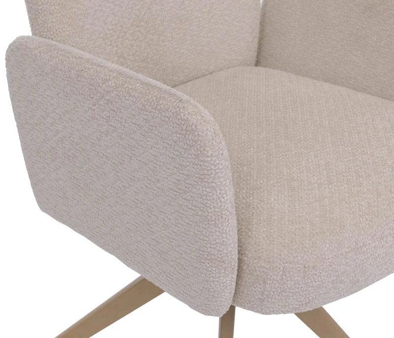 Lot de 2 chaises de salle à manger design moderne rotatives 92 x 63 x 58 cm avec assise confortable en tissu bouclé beige 04_0008824