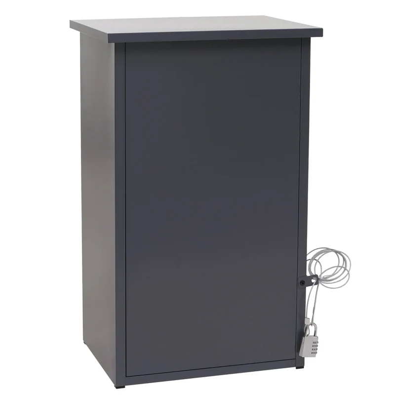 Boîte à colis boîte aux lettres 2 compartiments avec verrouillage acier et aluminium gris foncé et gris clair 04_0009376