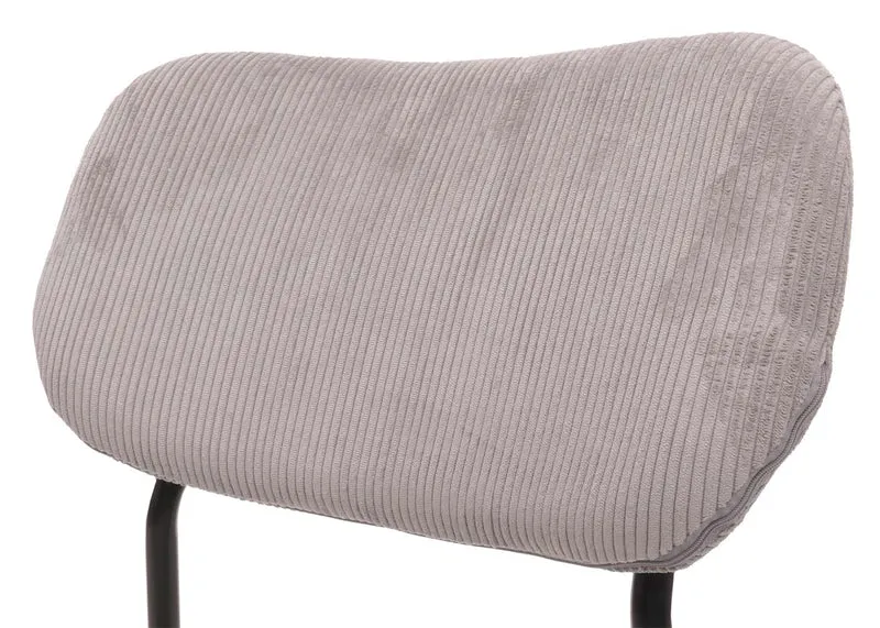 Lot de 2 chaises de salle à manger assise et dossier rembourrés velours côtelé polyester gris clair et acier 04_0009534