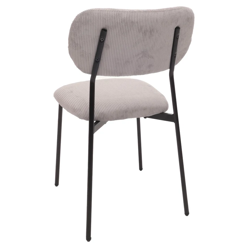 Lot de 2 chaises de salle à manger assise et dossier rembourrés velours côtelé polyester gris clair et acier 04_0009534