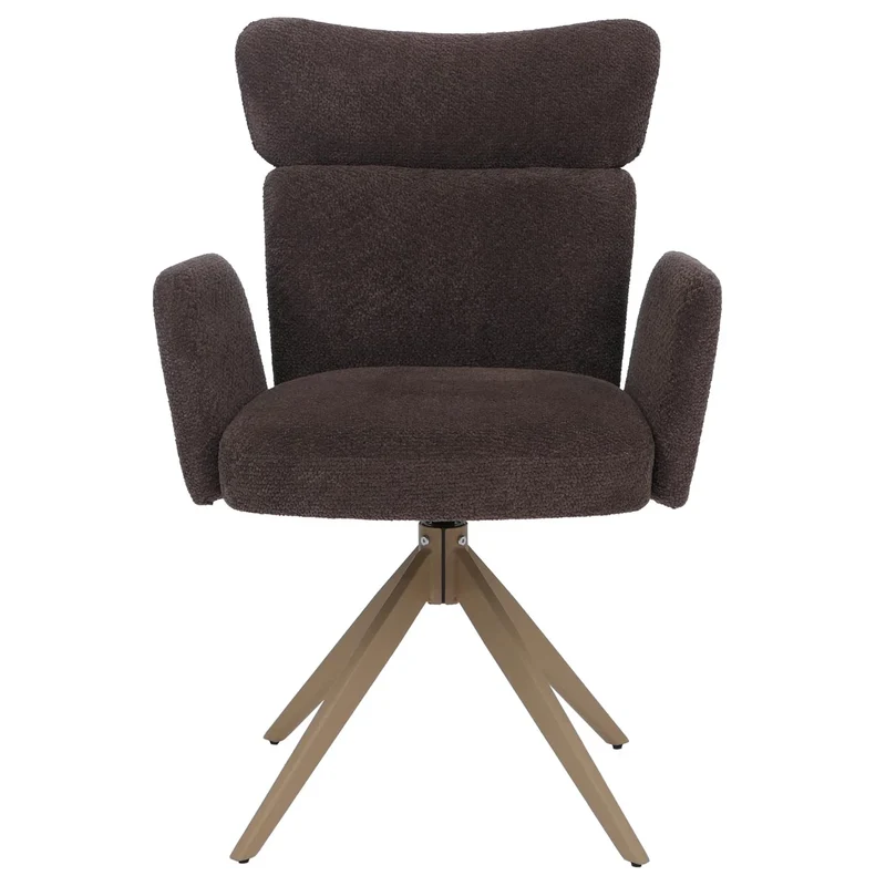 Lot de 2 chaises de salle à manger modernes ergonomiques 92 x 63 x 58 cm en tissu bouclé marron 04_0008822