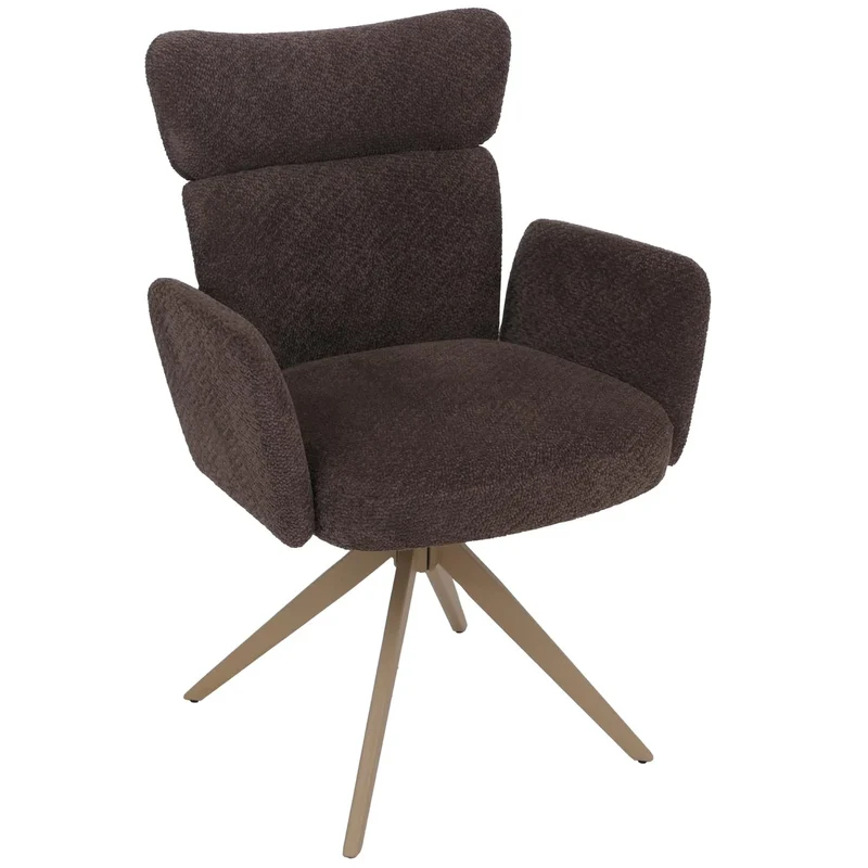 Lot de 2 chaises de salle à manger modernes ergonomiques 92 x 63 x 58 cm en tissu bouclé marron 04_0008822