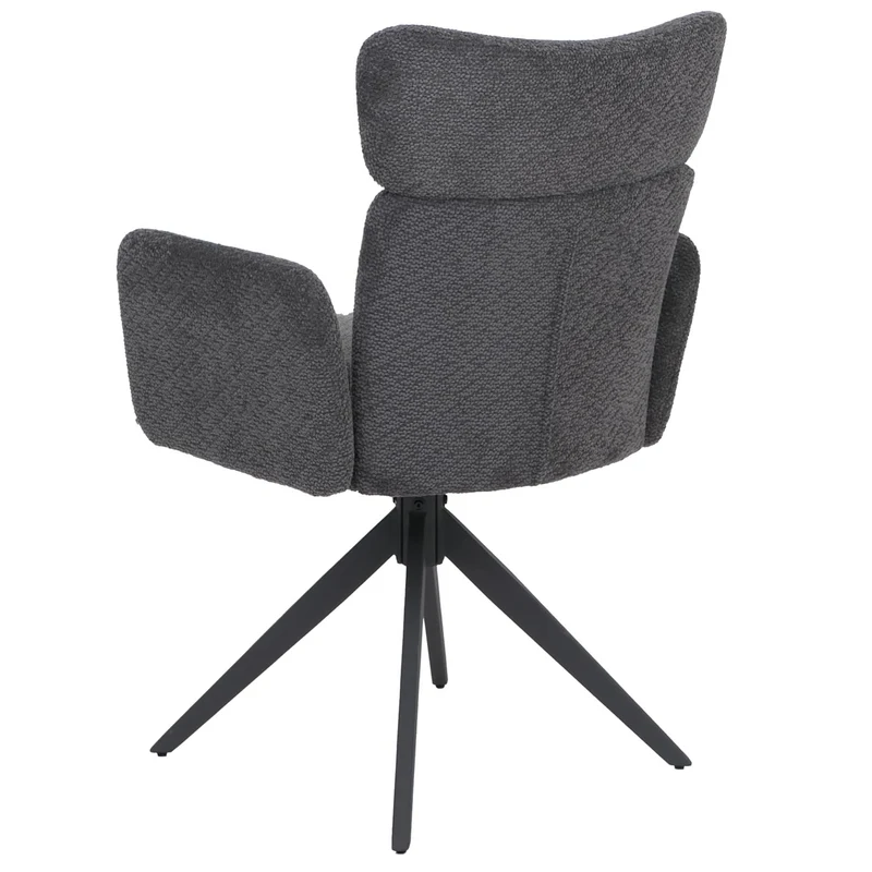 Lot de 2 chaises de salle à manger pivotantes retour automatique, tissu bouclé gris foncé et fer 04_0008819