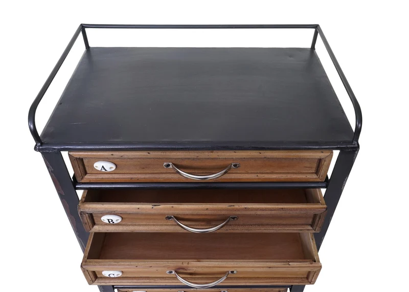 Commode de rangement industrielle 129 x 55 x 38 cm avec 12 tiroirs décorative en métal noir 04_0011314