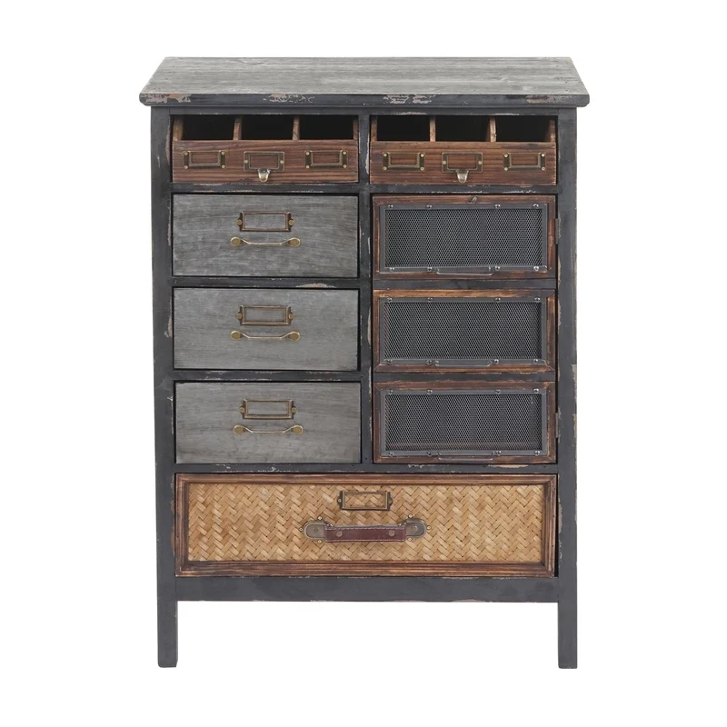 Commode en bois massif six tiroirs rangement 90 x 65 x 32 cm en bois de sapin blanc 04_0010978