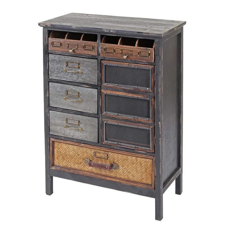 Commode en bois massif six tiroirs rangement 90 x 65 x 32 cm en bois de sapin blanc 04_0010978