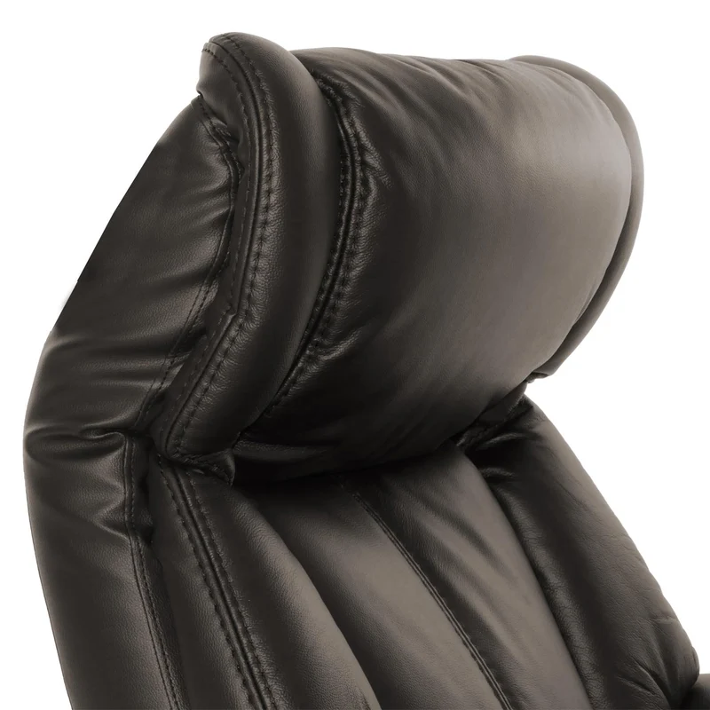 Fauteuil relax électrique aide au lever repose pieds et dossier réglables pivotant à 360° cuir véritable marron et bois naturel 04_0007822