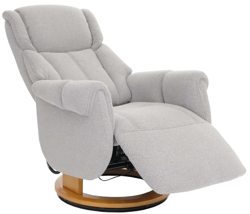 Fauteuil relax électrique aide au lever repose pieds dossier et appui tête réglables pivotant à 360°, tissu bouclé gris bois naturel 04_0007820