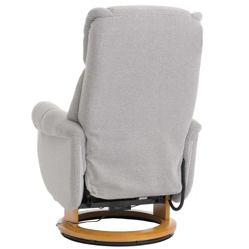 Fauteuil relax électrique aide au lever repose pieds dossier et appui tête réglables pivotant à 360°, tissu bouclé gris bois naturel 04_0007820