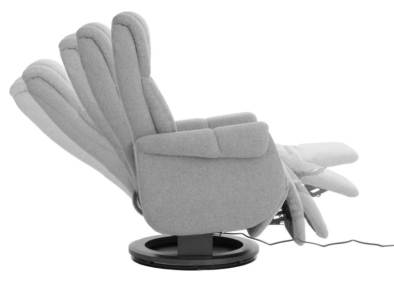 Fauteuil relax électrique aide au lever repose pieds dossier et appui tête réglables pivotant à 360°, tissu bouclé gris bois naturel 04_0007820