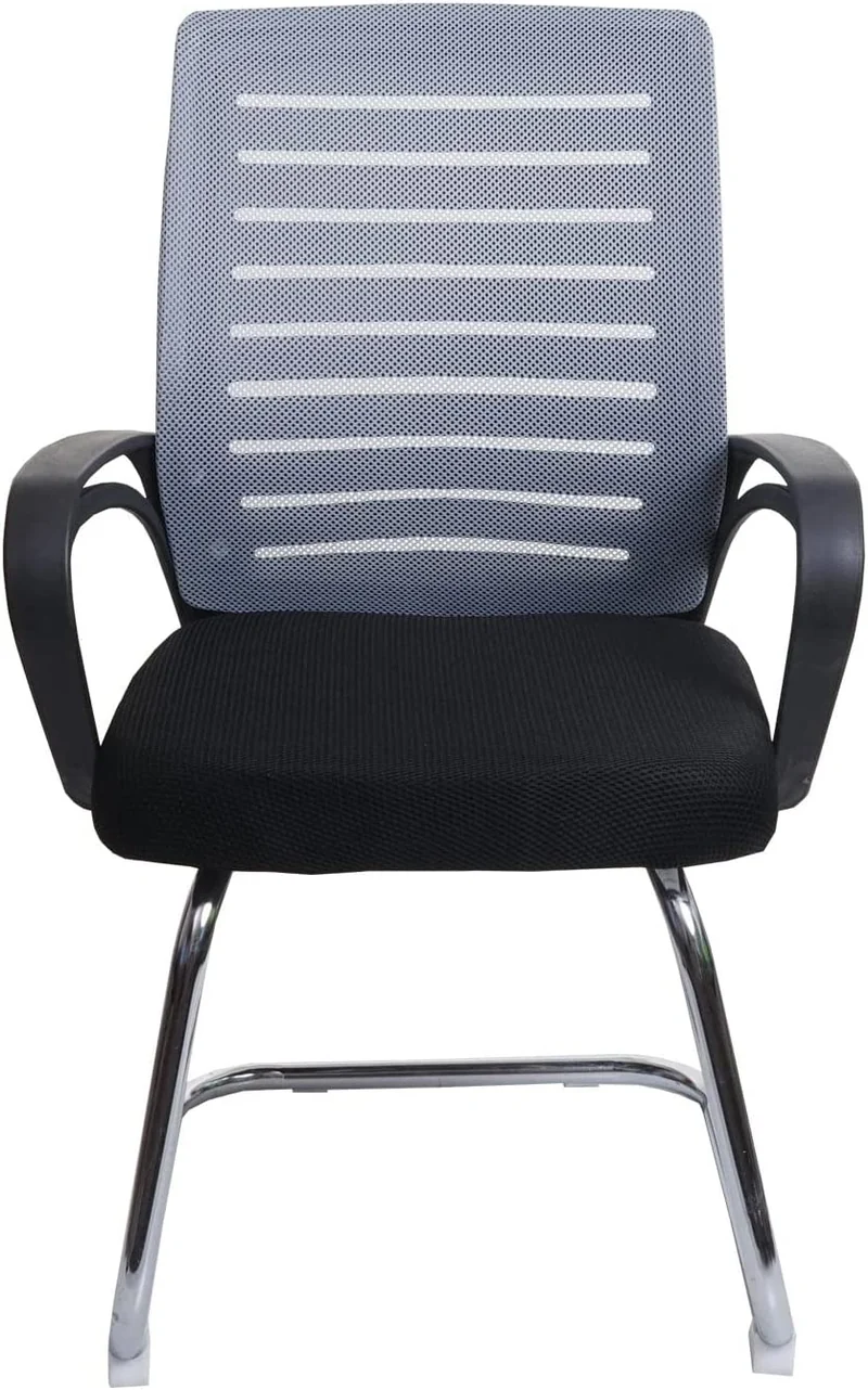 Lot de 2 chaises de conférence sièges visiteurs ergonomiques charge 150 kg tissu polyester gris et acier chromé BUR04122