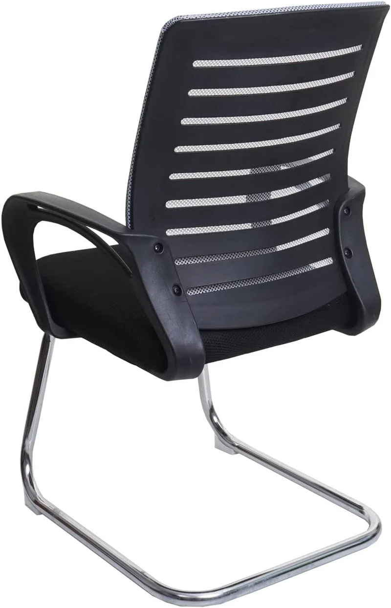 Lot de 2 chaises de conférence sièges visiteurs ergonomiques charge 150 kg tissu polyester gris et acier chromé BUR04122