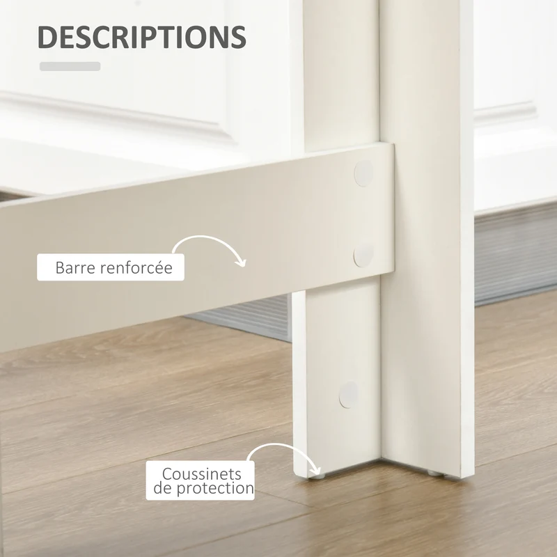 Table de bar mange debout 115 x 50 x 103 cm 4 étagères rangement coin boisson moderne en panneau de particules blanc 21_0002242