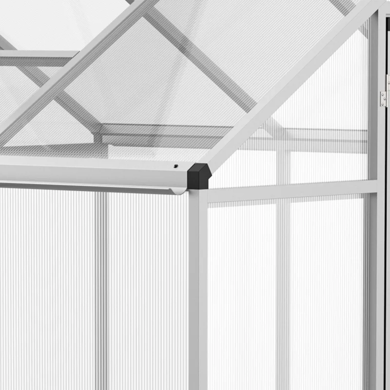 Serre de jardin 303 x 183 x 195 cm ventilation réglable protection uv contemporain avec porte battante en aluminium gris 21_0004122
