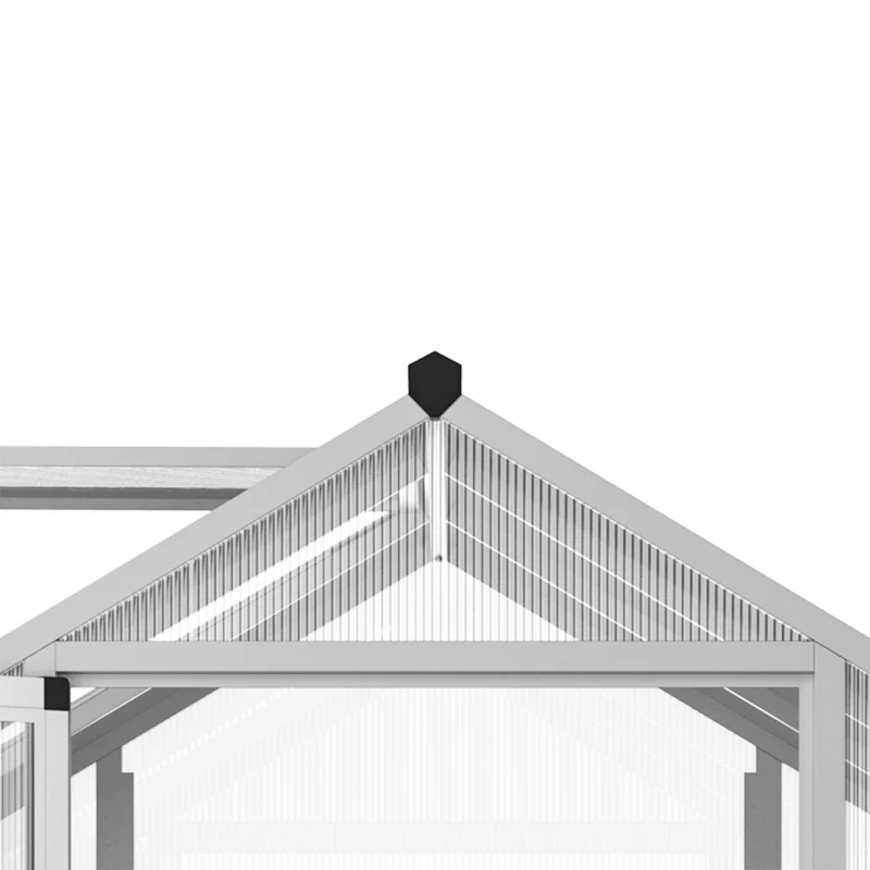 Serre de jardin 303 x 183 x 195 cm ventilation réglable protection uv contemporain avec porte battante en aluminium gris 21_0004122