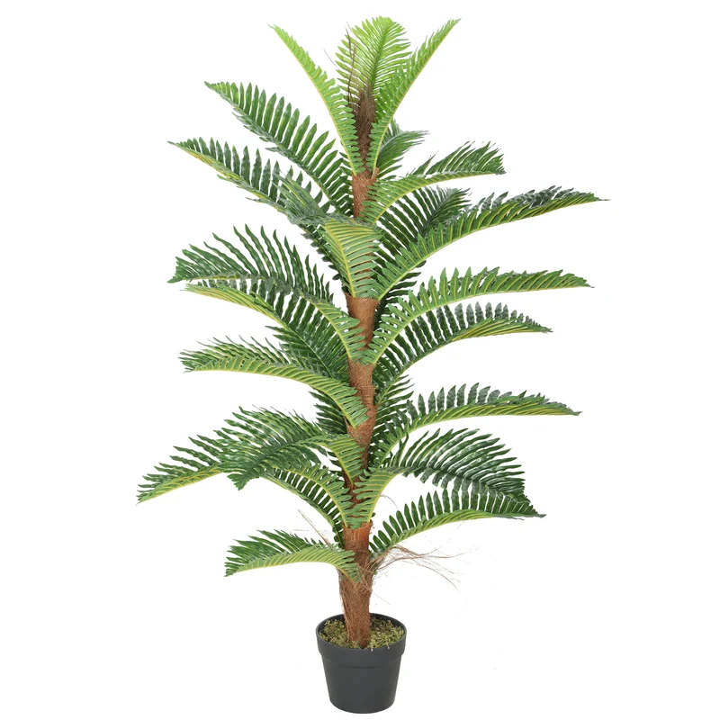 Palmier artificiel salon 120 cm 24 feuilles réalistes entretien facile décoratif contemporain ambiance cosy en peva vert 21_0001262