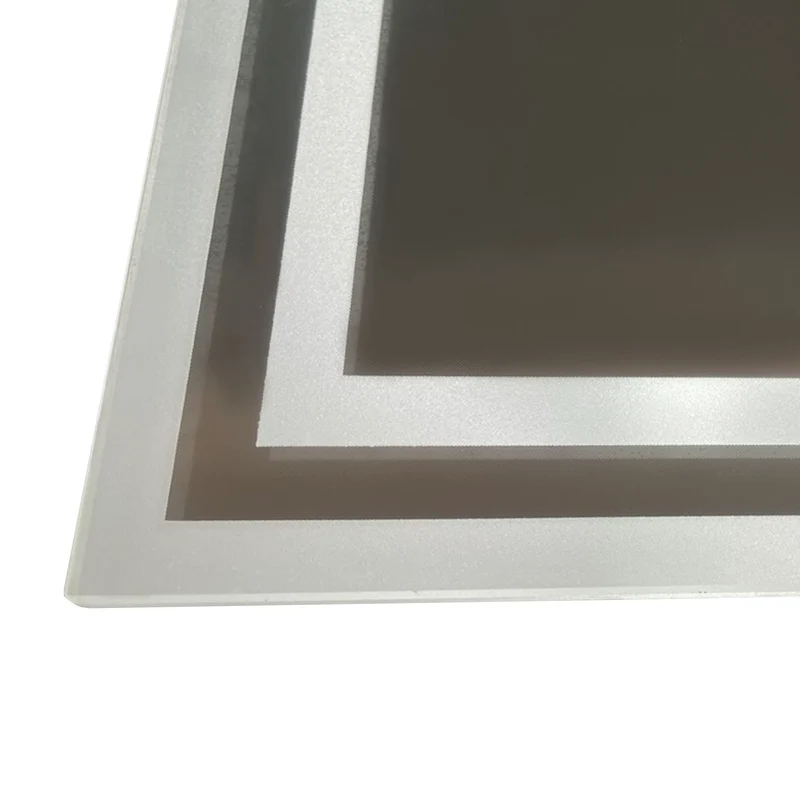 Miroir mural rectangulaire salle de bain 100 x 60 x 4 cm rétroéclairé antibuée moderne minimaliste en verre transparent 21_0002004